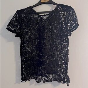 Bisou Bisou Intricate Black Lace Top